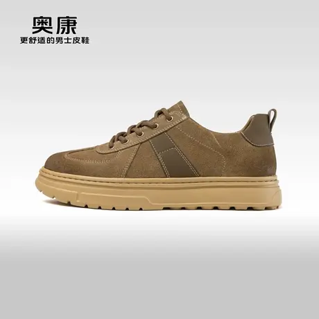Aokang奥康秋季新款时尚休闲板装鞋男户外系带软底耐磨鞋图片