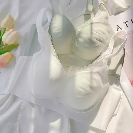 白色内衣女小胸聚拢收副乳防下垂薄款夏季无钢圈防外扩文胸罩套装商品大图