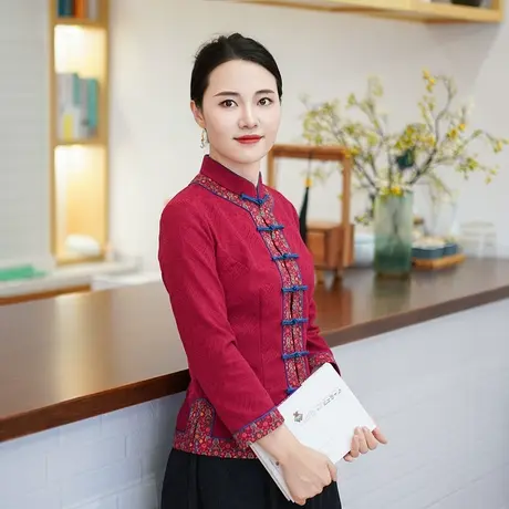 筠雅春季新款中国风盘扣上衣收腰显瘦年轻款唐装新中式女装24J310商品大图