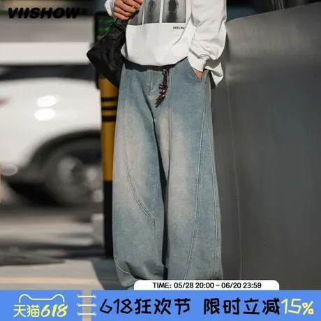 VIISHOW美式复古牛仔裤男士2025年春季宽松直筒青少年百搭休闲裤商品大图