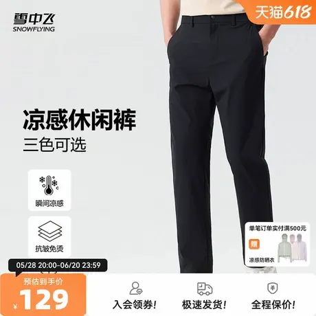 雪中飞2025夏新款男士长款凉感年轻直筒休闲西裤商务百搭时尚图片