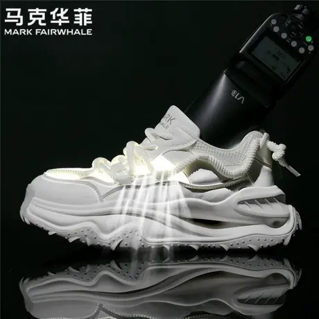 马克华菲正品鞋子男2025新款网面透气开车休闲跑步软底增高老爹鞋商品大图