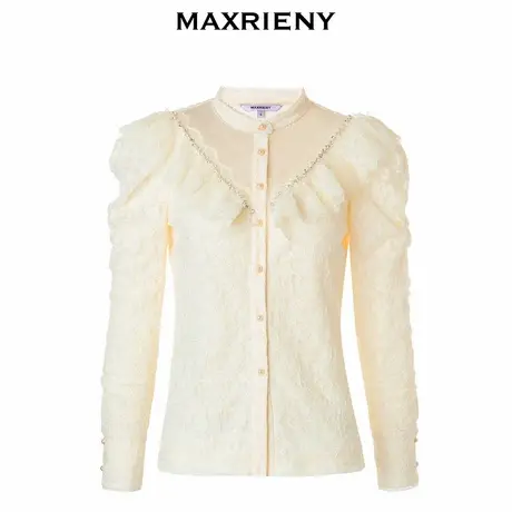 【奥莱】MAXRIENY宫廷风羊腿袖蕾丝衬衫上衣女复古蕾丝衫图片