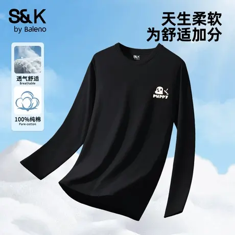 班尼路S&K系列中学生长袖t恤男秋季新款重磅纯棉卡通打底衫上衣潮商品大图