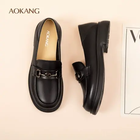 奥康 女鞋2026春季新款时尚百搭乐福真皮日常通勤皮鞋妈妈鞋N图片