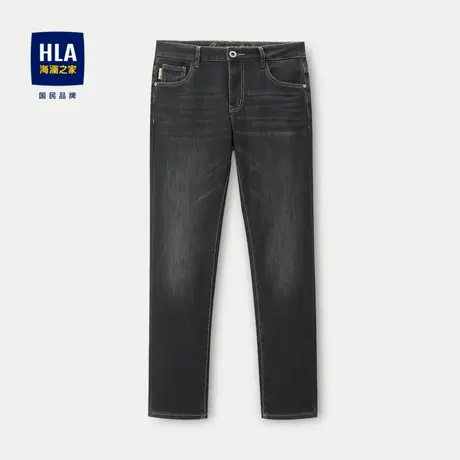 HLA/海澜之家一条过冬牛仔裤秋冬季新款暖绒保暖加厚五袋款裤子男商品大图