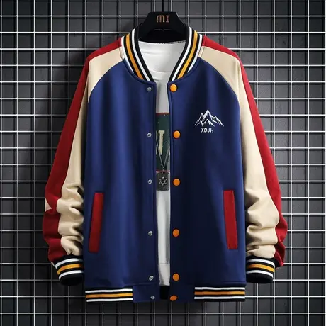 春秋季外套12胖男孩13棉感开衫14初中学生15岁棒球服大童男装夹克商品大图