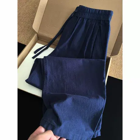 棉麻裤子男夏季男裤亚麻裤日系纯棉萝卜裤男士休闲裤春秋直筒长裤商品大图
