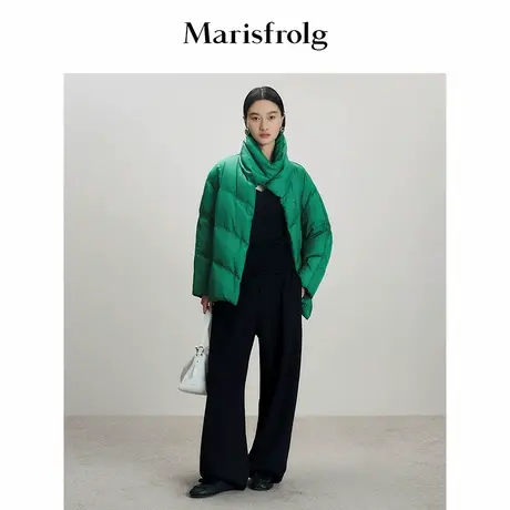 Marisfrolg玛丝菲尔2025冬新款高领宽松保暖绿色羽绒服商品大图