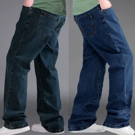 牛仔裤男春秋直筒宽松裤子阔腿加肥加大中年男裤大码男士休闲长裤商品大图