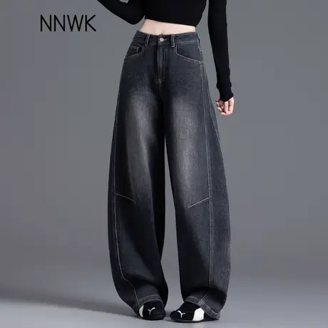 美式复古黑色牛仔裤女2025新款宽松版型裤子春秋季休闲弯刀裤女裤商品大图