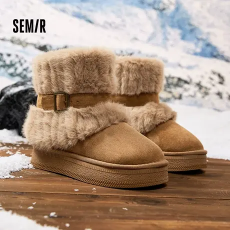 Semir冬季加绒加厚雪地靴女款保暖棉鞋商品大图