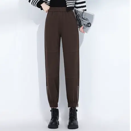 束脚靴裤休闲裤女秋冬2023新款松紧高腰宽松小个子百搭显瘦哈伦裤商品大图