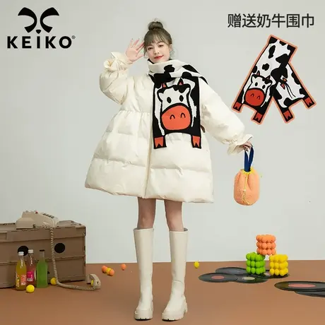 【赠奶牛围巾】斗篷型显瘦棉服外套女2022冬季韩版中长款加厚棉袄商品大图