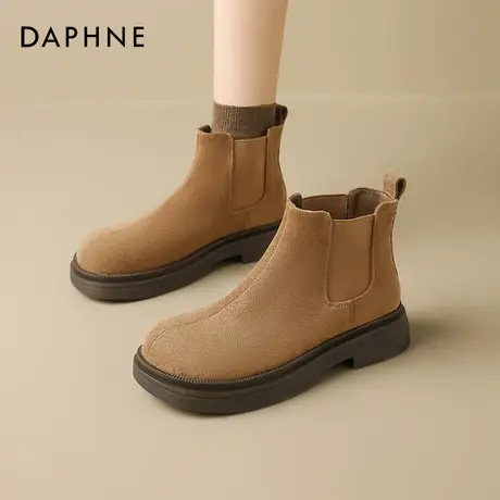 达芙妮美拉德短靴女冬季加绒2025新款保暖马丁靴厚底显瘦切尔西靴商品大图