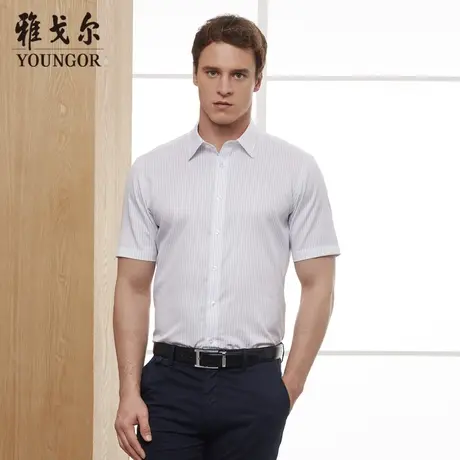 【条纹免烫】V系雅戈尔衬衫夏季商务休闲通勤柔软纯棉短袖衬衫图片