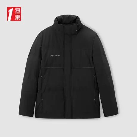 海一家简约立领短款保暖外套冬季时尚字母印花舒适休闲羽绒服男图片