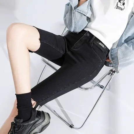 牛仔短裤女春夏季外穿弹力紧身五分宽松显瘦高腰ins潮骑行裤中裤商品大图