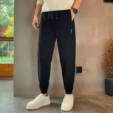潮牌工装休闲裤男秋冬季新款痞帅宽松束脚运动裤纯色哈伦小脚男裤商品大图