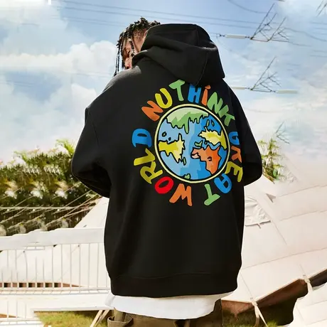 Nuthink宽松潮流地球卫衣春季潮牌男潮美式连帽情侣外套帽衫男款商品大图