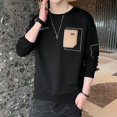 春秋冬季休闲新款卫衣男士圆领宽松套头长袖上衣t恤潮流打底衫帅商品大图