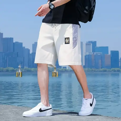 短裤男士夏季潮牌冰丝宽松直筒薄款篮球运动五分中裤男生休闲裤子商品大图