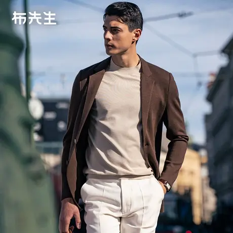 MrBu布先生巴素兰羊毛衫易打理针织西装男春秋翻驳领保暖开衫外套商品大图