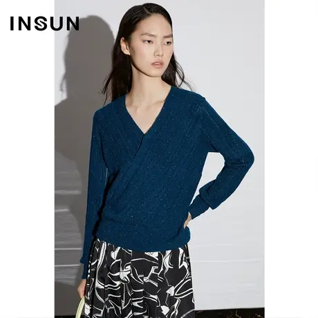 COVER春季围裹式提花珠片纱羊毛混纺上衣商品大图