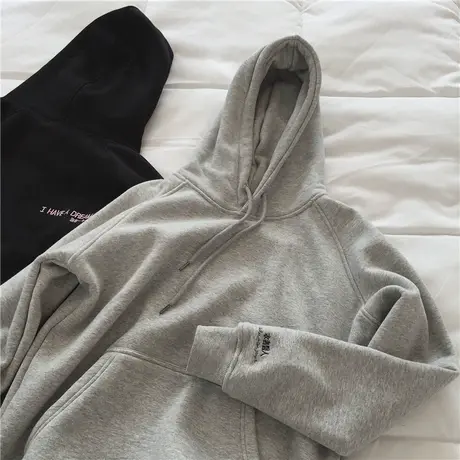 连帽卫衣女秋冬加绒oversize小众高街潮牌ins美式复古hiphop外套商品大图