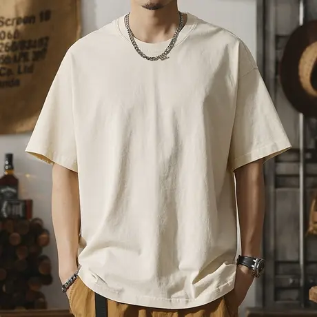 Modi Nick/摩帝尼克夏季男士潮流纯色圆领t恤休闲短袖男款潮牌T恤商品大图