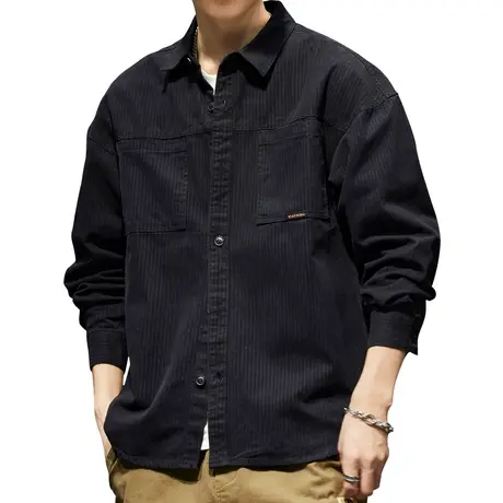 男士长袖衬衫春秋冬季新款潮牌宽松休闲痞帅纯棉衬衣美式工装外套商品大图