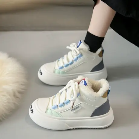 2023新款冬季ins爆款百搭加绒老爹鞋高帮棉鞋保暖女鞋休闲运动鞋商品大图