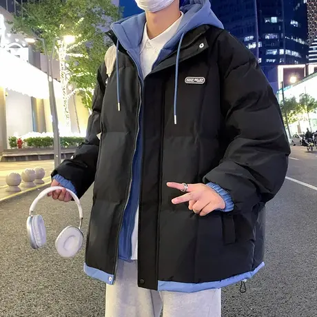 假两件棉衣男冬季加厚保暖棉袄男士羽绒棉服初中生学生冬装外套潮图片