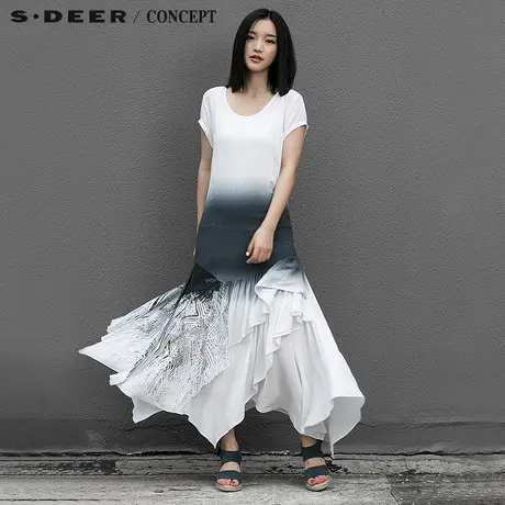 S·DEER＼CONCEPT【新品】圣迪奥清浅渐变垂不规则连衣裙5281225图片