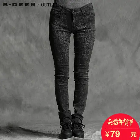 s.deer圣迪奥女装秋冬新款修身显瘦长裤铅笔裤小脚裤S14480810商品大图