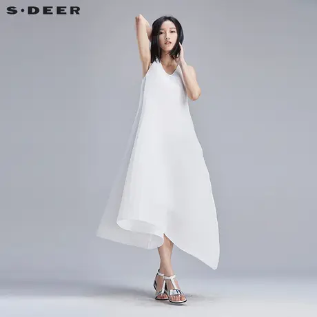 【新品】sdeer圣迪奥女装肌理折痕挺括连衣裙S16281208图片