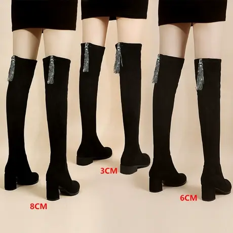 高跟长靴女2024年新款弹力瘦瘦靴小个子秋冬加绒长筒靴过膝靴子女图片