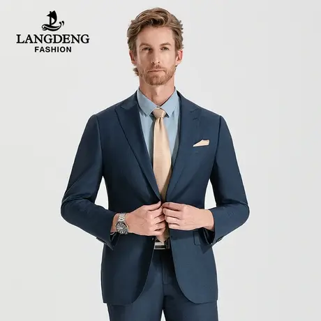 【抗皱易打理】浪登男士商务西服套装结婚西装两件套修身绅士正装商品大图