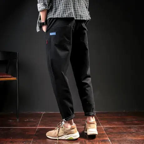 夏季裤子男韩版潮流西裤宽松九分裤薄款坠感阔腿直筒裤休闲运动裤图片