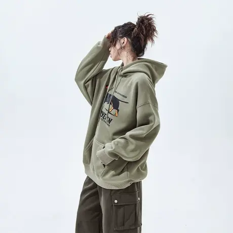 YEP腊肠狗印花连帽卫衣女秋冬2023新款加厚宽松oversize外套商品大图