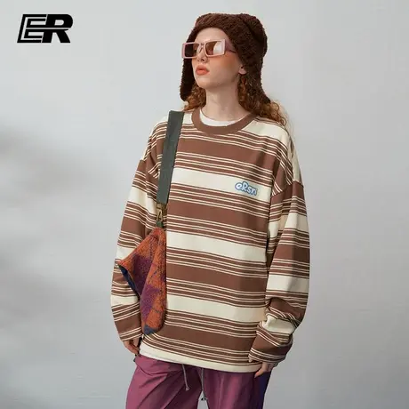 ER条纹T恤男2024春季美式校园经典海魂衫宽松潮牌商品大图