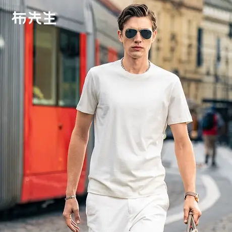 MrBu布先生字母印花短袖t恤男2024夏季新款圆领纯棉上衣男ET15176商品大图