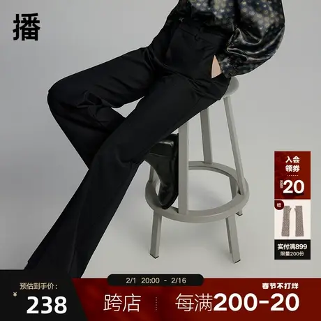 播春季新款腰带利落直筒简约通勤通勤直筒裤女BDP1KD0109商品大图