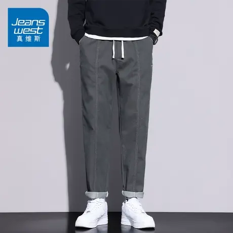 KZ真维斯春季春秋款休闲长裤男士抽绳宽松紧腰商务西裤西装男裤子商品大图
