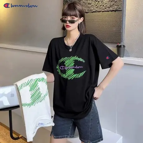 日版正品卖萌冠军印花涂鸦短袖女2024夏季新款宽松纯棉圆领T恤男图片