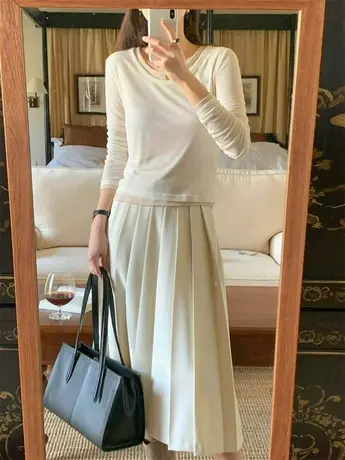 2024春季新款韩国东大门时尚百搭气质洋气长袖T恤女打底衫上衣服图片