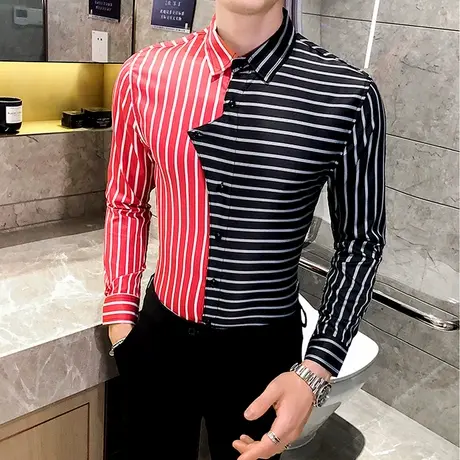 夜场个性设计感潮牌衬衫男士长袖美发型师洋气衬衣修身型帅气秋装商品大图