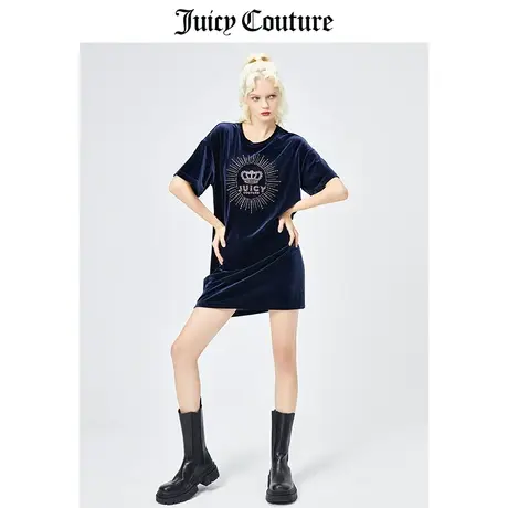 Juicy Couture橘滋连衣裙女美式夏季新款宽松短袖天鹅绒连衣裙女图片