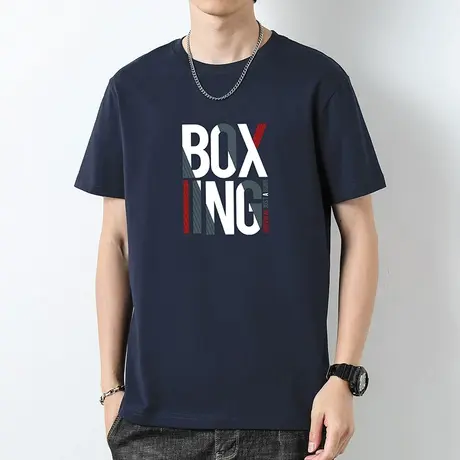 重磅纯棉短袖t恤男装潮流宽松液氨长绒棉圆领上衣服夏季全棉半袖商品大图