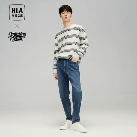 HLA/海澜之家SPRINTING SMILE长袖针织衫男2023秋新款圆领毛衣男图片